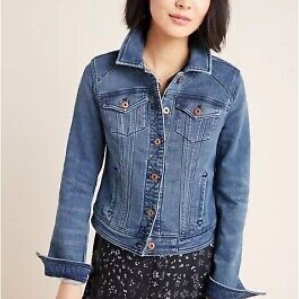 Anthropologie new!! pilcro classic Blue Cropped Jean Jacket